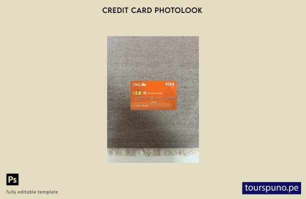 listo para imprimir plantilla frontal de aspecto fotográfico de VISA naranja ING